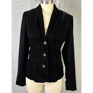 Fossil Black Velvet Tailored Blazer Jacket Vintage Y2K Inspired Size 2